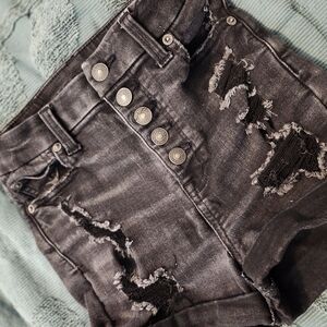 American Eagle Next Level Stretch Black Distressed Jean Shorts